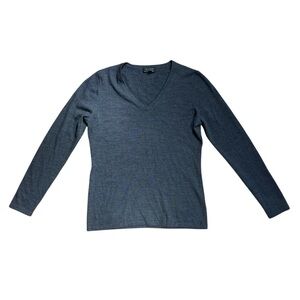 Lord‎ and Taylor Grey Long Sleeve Sweater 100% Extra Fine Merino Wool Women’s M